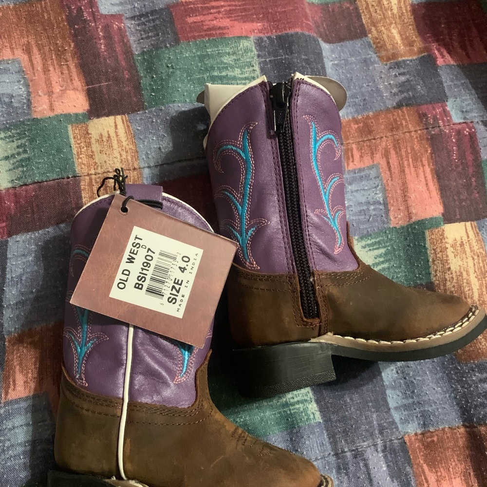 Old West Infant/Toddler Purple and Brown Western Boots